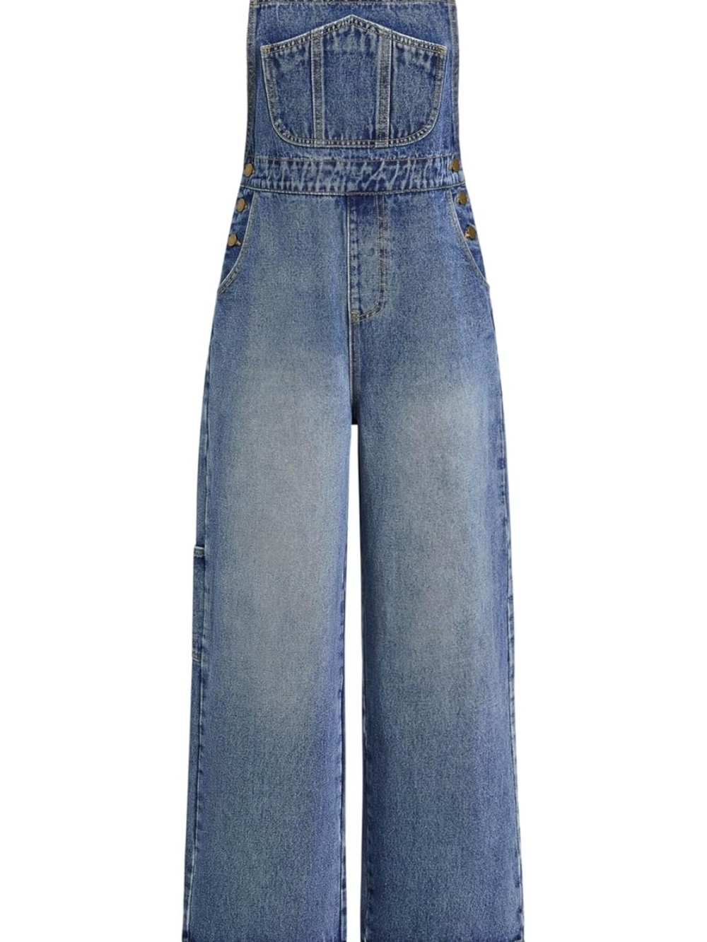 Cider Light Blue Denim Wide-Leg Overalls Jumper Jumpsuit Nwt - Picture 5 of 7